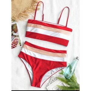 Zaful high waisted Striped bikini